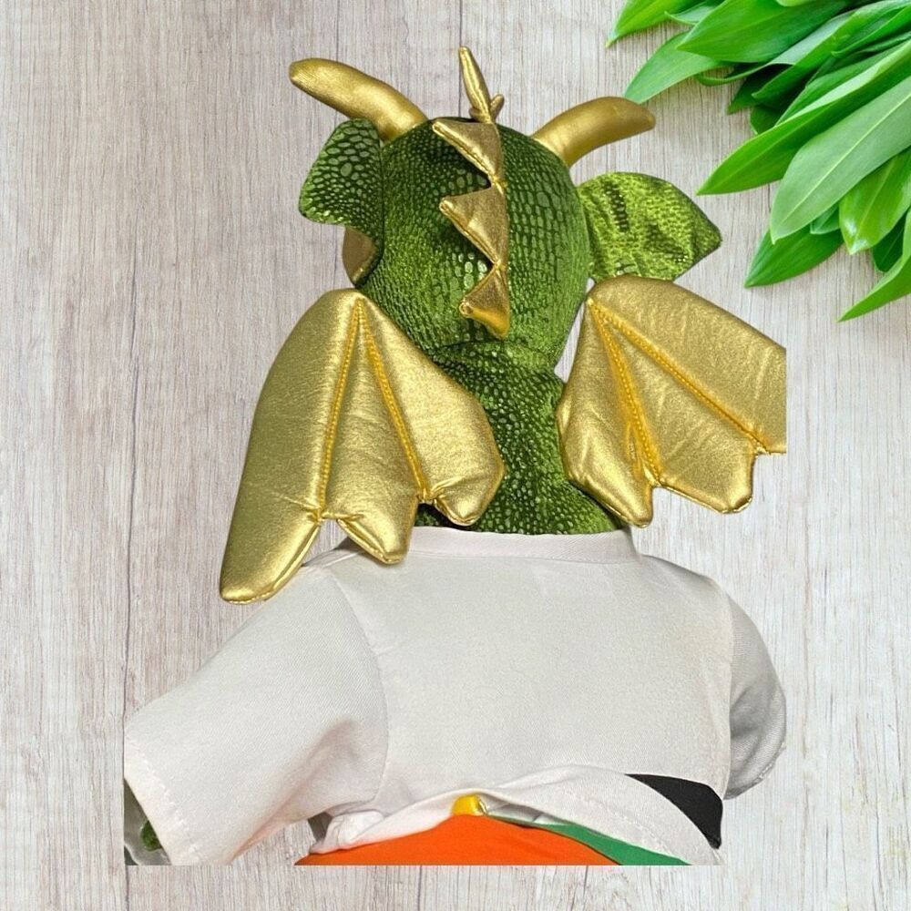 Build A Bear BAB FIRE BREATHING Large 20” Green Dragon Plush KUNG FU KARATE BELT - Picture 9 of 9